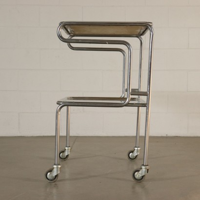 Service Cart Chromed Aluminium Metal Vintage Italy 1960s