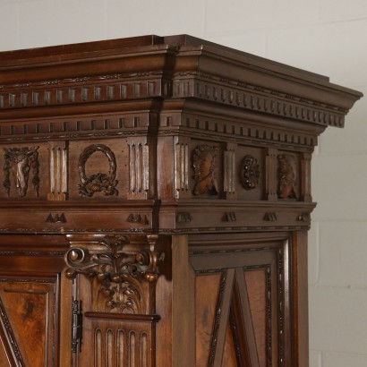 Revival Walnut Cupboard Italy Mid 20th Century