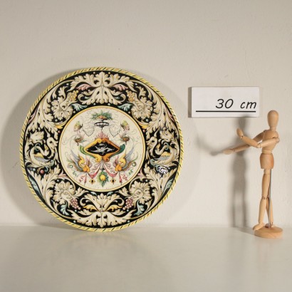 Assiette au Mur Majolique Polychromie Italie Fin '800- Début '900