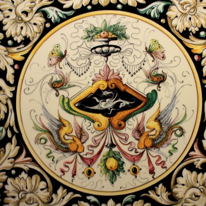 Assiette au Mur Majolique Polychromie Italie Fin '800- Début '900