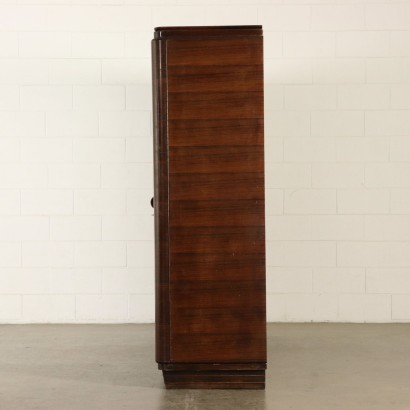 Wardrobe with 4 Hinged Doors Rosewood Veneer Brass Vintage Italy 1940s