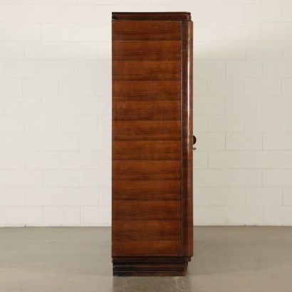 Wardrobe with 4 Hinged Doors Rosewood Veneer Brass Vintage Italy 1940s