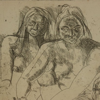 Female Figures Etching by Ernst Neizvestny 1967