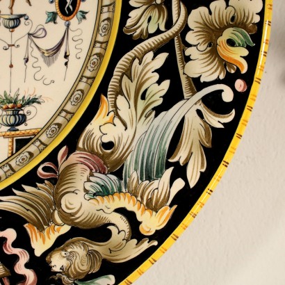 Assiette au Mur Majolique Polychromie Italie Fin '800 Début '900