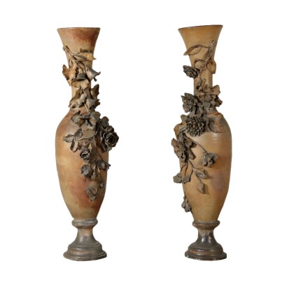 Paar große Terrakotta Liberty Vasen Italien 20. Jahrhundert
