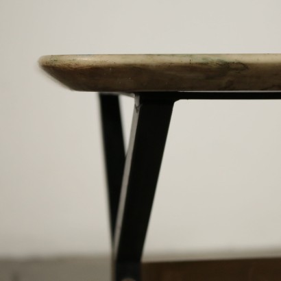 Petite Table Métal Laiton Marbre Vintage Italie Années 60