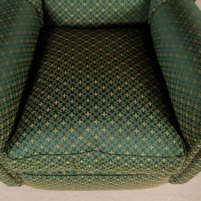 Bergere Armchairs Feather Cushions Fabric Vintage Italy 1950s-1960s