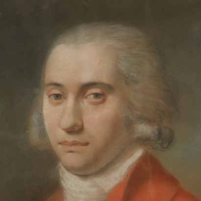 Portrait de Jeune Homme Pastel sur Papier Deuxième Moitié '700