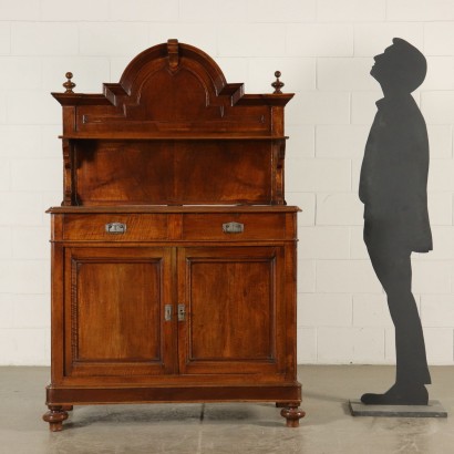 Cupboard Two Doors Walnut Veneer Italy Late 1800s