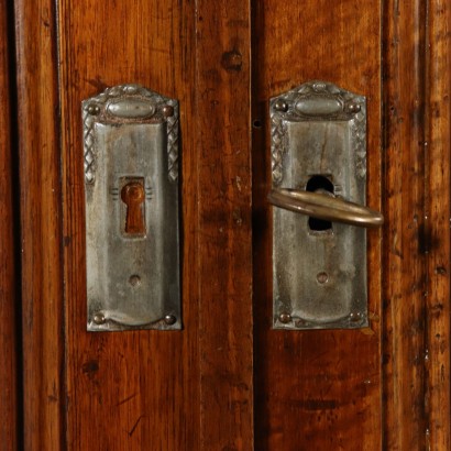 Cupboard Two Doors Walnut Veneer Italy Late 1800s