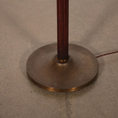 Lampadaire Bois Laiton Tissu Fabriqué en Italie Années 40-50