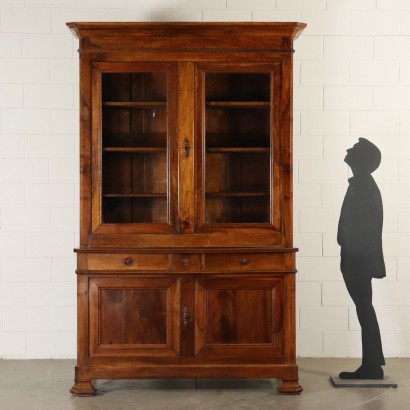 Double Body Cupboard Bookcase Walnut Italy 19th Century