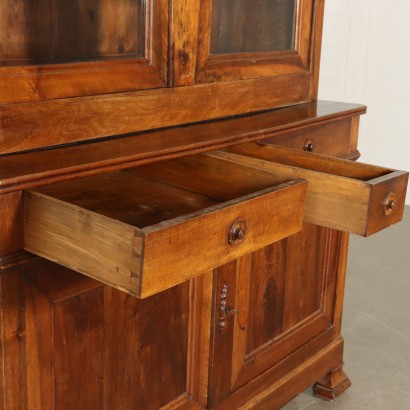 Double Body Cupboard Bookcase Walnut Italy 19th Century