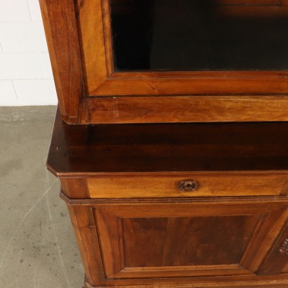 Double Body Cupboard Bookcase Walnut Italy 19th Century