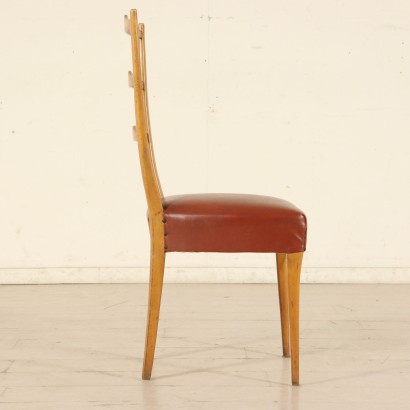 Suite de six Chaises Hêtre Mousse Cuir Synthétique Italie Années 50-60