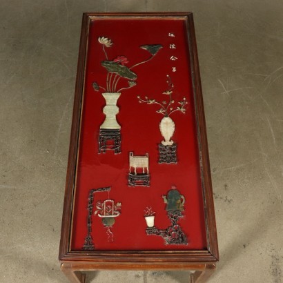 Coffee Table with Chinoiserie Lacquered Panel Orient 20th Century