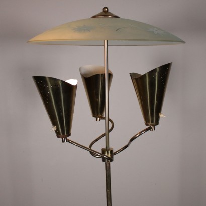 Lampadaire Métal chromé Verre Fabriqué en Italie Années 60