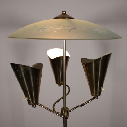 Lampadaire Métal chromé Verre Fabriqué en Italie Années 60