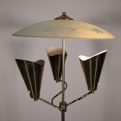 Floor Lamp Chromed Metal Glass Vintage Italy 1960s