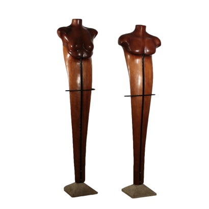 Pair of Cherry Wood Sculptures By Mario Del Fabbro 1982