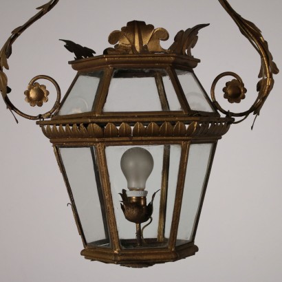 Hexagonal Lantern Gilded Iron Italy Late 19th Century