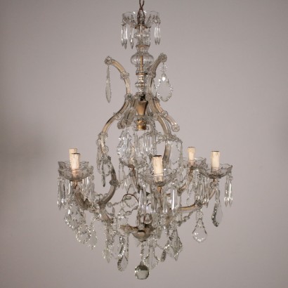 Revival Marie Therese Chandelier Glass Italy Early 1900s