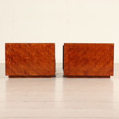 Pair of Nightstands Veneered Wood Vintage Italy 1970s