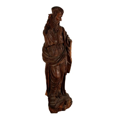 Carved Walnut Statue of a Saint Italy 17th Century