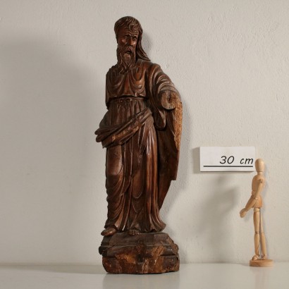 Carved Walnut Statue of a Saint Italy 17th Century