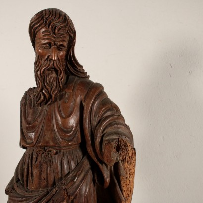 Carved Walnut Statue of a Saint Italy 17th Century