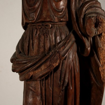 Carved Walnut Statue of a Saint Italy 17th Century