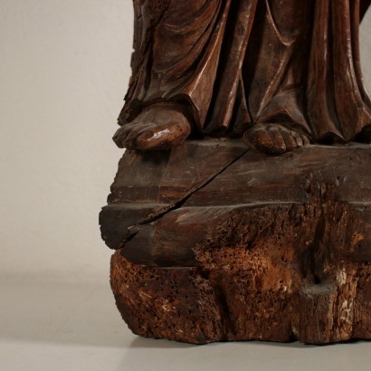 Carved Walnut Statue of a Saint Italy 17th Century