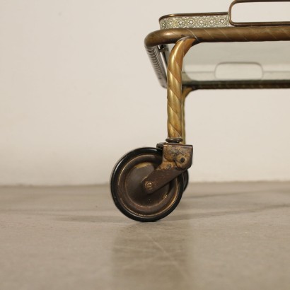 Service Cart Brass Glass Vintage Manufactured in Italy 1950s