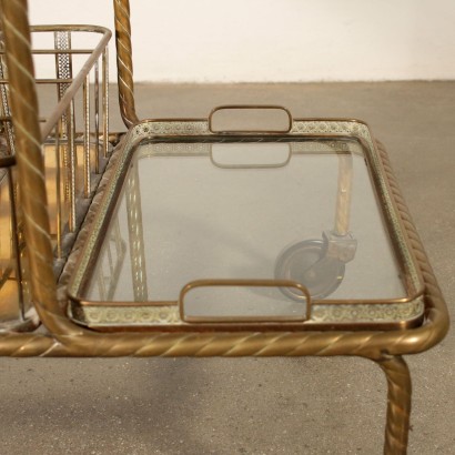 Service Cart Brass Glass Vintage Manufactured in Italy 1950s