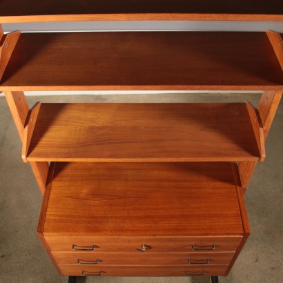 Teak Veneered Bookcase Adjustable Shelves Vintage Italy 1960s