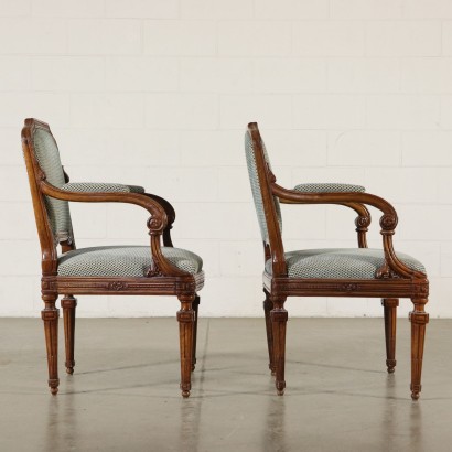 Pair of Walnut Armchairs Italy Last Quarter of 1700s