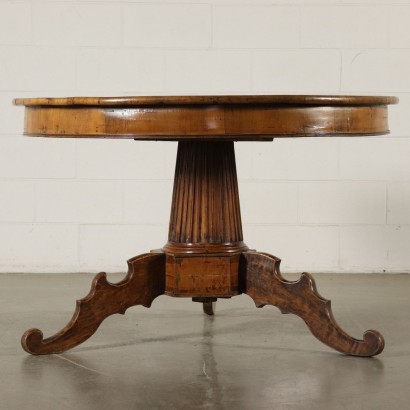 Round Table with Inlays Elm Burl Italy First Half of 1800s