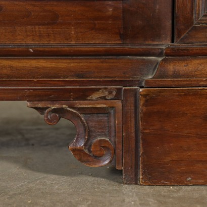 Walnut Cupboard with Plate Rack Italy First Half of 1900s