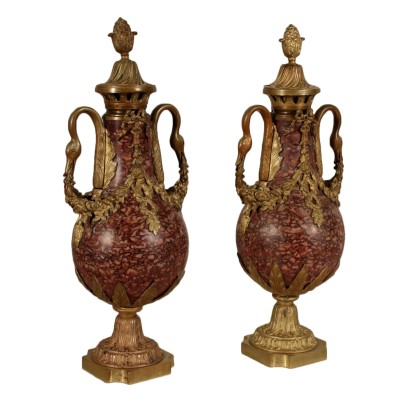 Paire de Vases Napoléon III Marbre Bronze doré '800