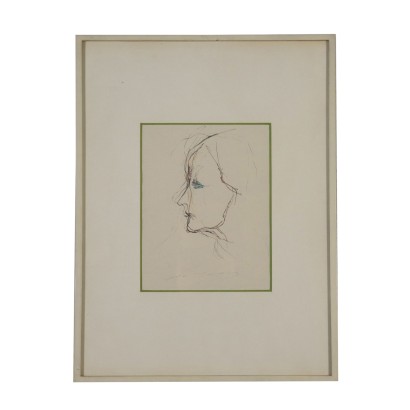 Drawing by Ernesto Treccani Female Face 20th Century