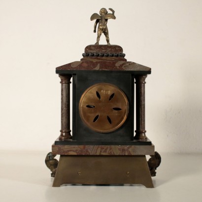 Antique Table Clock Bronze Marble 20th Century