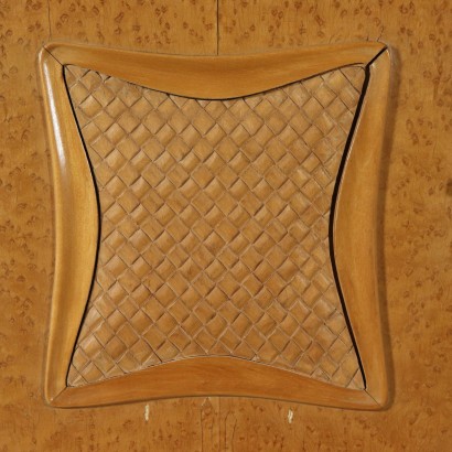 Büfett Möbel Wurzelholz furniert Glas Messing Italien 50er Jahre.