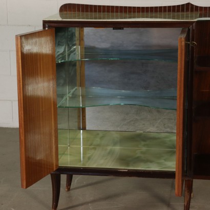 Cupboard Rosewood Veneer Glass Top Vintage Italy 1950s-1960s