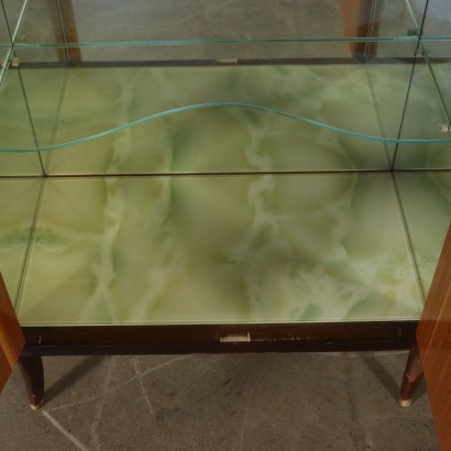 Geschirrschrank Palisander Glasplatte Italien 50er bis 60er Jahren.
