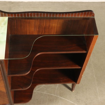 Cupboard Rosewood Veneer Glass Top Vintage Italy 1950s-1960s