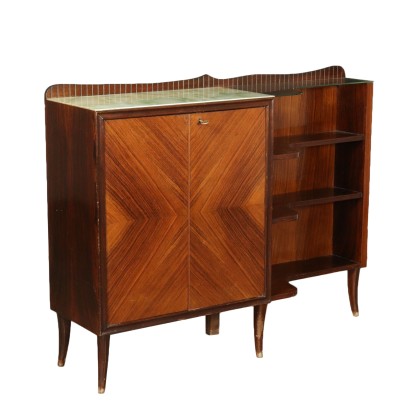 Cupboard Rosewood Veneer Glass Top Vintage Italy 1950s-1960s