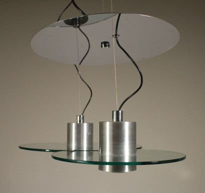 Ceiling Lamp Designed for Lumi Metal Glass Vintage Italy 1980s
