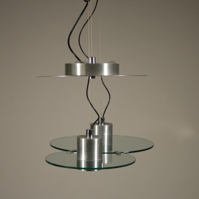 Ceiling Lamp Designed for Lumi Metal Glass Vintage Italy 1980s