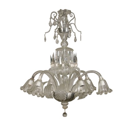 Large Glass Chandelier Murano Italy First Half of 1900s