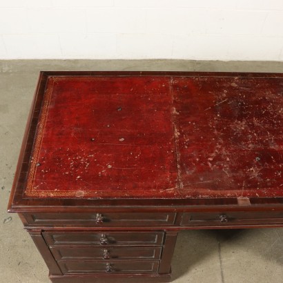 Antique English Pedestal Desk Mahogany 19th Century